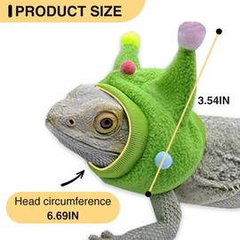 CQJ Bearded Dragon Funny Cute Hats- Bullhorn Ball Hat with a Neck for Bearded Dragon Lizard Snake Gecko Chameleon Parrot Hamster Small Pets (Green)