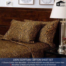 Full/Queen Size Duvet Cover Set Leopard Print Color - Egyptian Cotton 1000-Thread Count Soft Duvet Cover Set 3 Pieces with Zipper Closure Corner Ties, 1 Duvet Cover and 2 Matching Pillow Shams