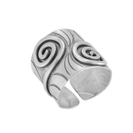 81stgeneration Women's 999 Fine Silver Karen Hill Tribe Tribal Spiral Leaf Fern Koru Adjustable Ring