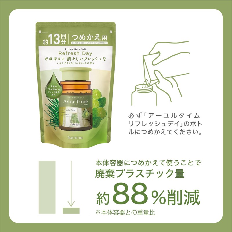 Ayuru Time Refresh Day Bath Salt, Lemongrass & Bergamot Scent,