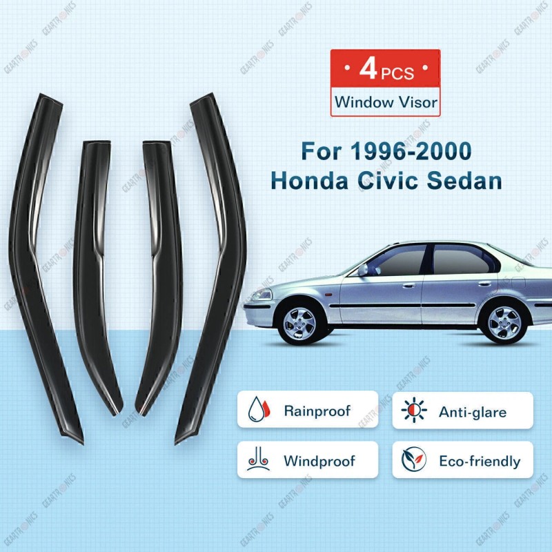 Geartronics For 1996-2000 Honda Civic Sedan 4x Window Visors Vent