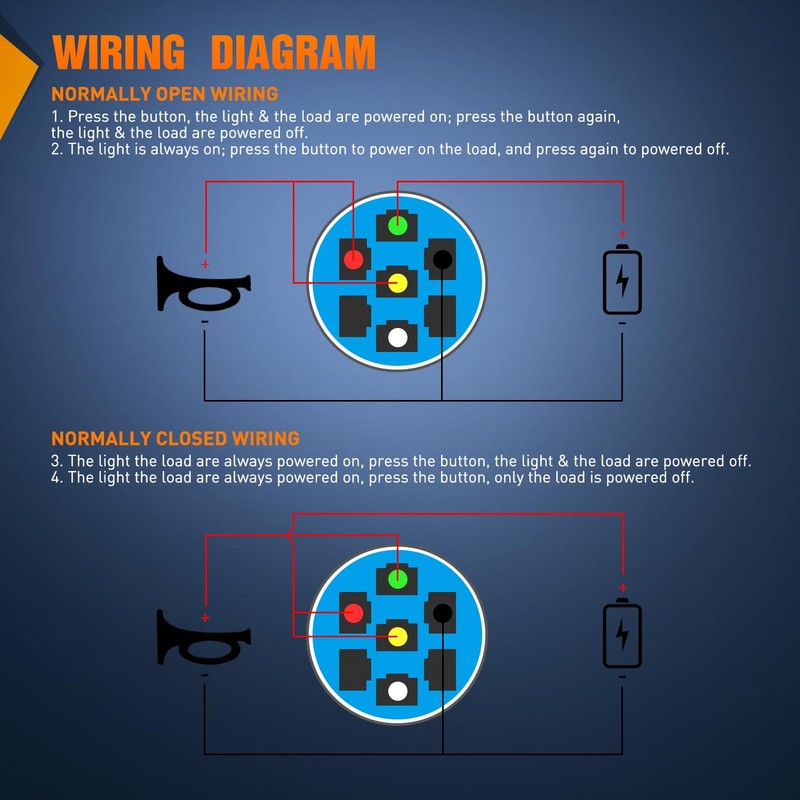 Nilight 16MM Raised Speaker Horn Momentary Push Button Switch 12V