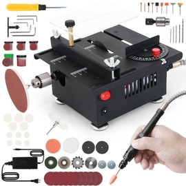 Portable Mini Table Saw for Crafting & Woodworking, Adjustable Depth, Speed & Angle, Multi-Function for Cutting, Sanding, Drilling & Engraving, Ideal for Plastic & Acrylic