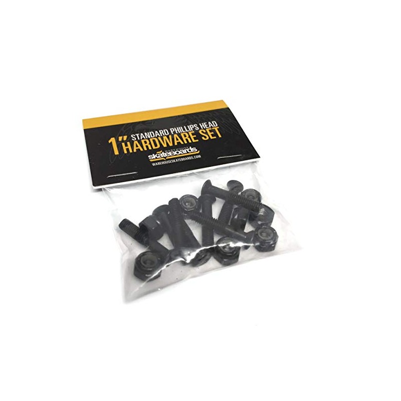 Standard Phillips Head Raven Black Skateboard Hardware Set - 1"