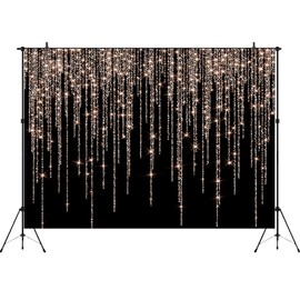 Aperturee Glitter Rose Gold and Black Backdrop 7x5ft Sweet 16th Birthday Girls Photography Background Women Bridal Shower Kids Portraits Baby Shower Party Decorations Banners Photo Studio Props