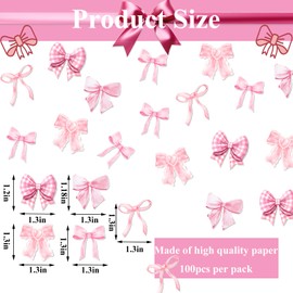 Fyeoxle 100PCS Pink Bow Confetti Bow Party Confetti She is Trying the Knot Table Confetti Pink Bow Scatter Confetti for Bow Theme Girls Birthday Baby Shower Party Supplies