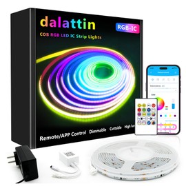 dalattin Smart RGB COB LED IC Strip Lights, 576 LEDs/m Addressable High Density Flexible with Remote & App Control, 16.4ft LED Lights for Living Room, Bedroom, Kitchen Lighting
