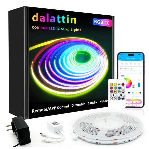 dalattin Smart RGB COB LED IC Strip Lights, 576 LEDs/m