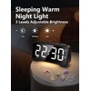 Mesqool Digital Bedside Clock - White LED Alarm Clock for