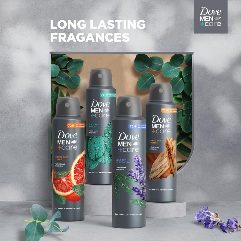 Dove Men+Care Dry Spray Antiperspirant Cedarwood + Tonka 4 Count