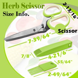 Herb Scissors, Kitchen Herb Shears Cutter with 5 Stainless Steel Blades and Cover, Chop Herbs and Greens Kitchen Multipurpose Cutting Shear Anti-rust, Sharp Shredding Shears,Kitchen Gadgets