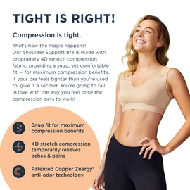 Tommie Copper Shoulder Support Bra, Posture Corrector for Women, with Back Support, Posture and Compression for Women, Back and Shoulder Support Bra - Nude - M