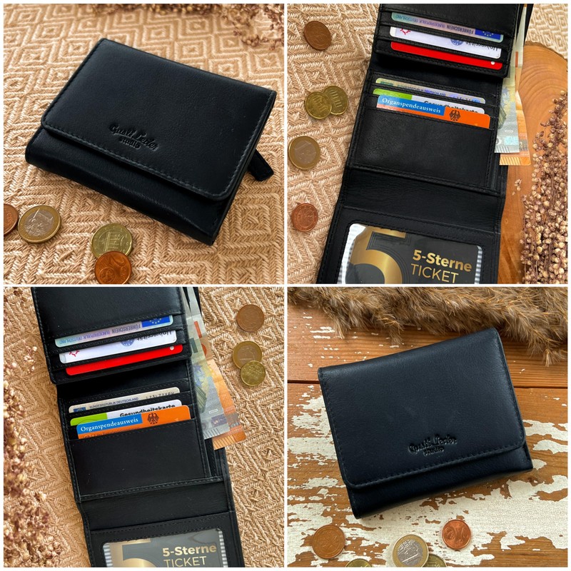 Gusti Marely Women's Leather Wallet, black, Retro