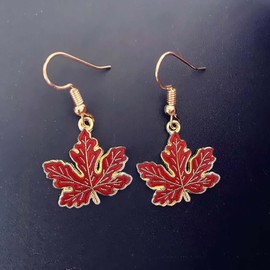 Thanksgiving Maple Leaf Earrings for Women Vintage Autumn Maple Leaf Crystal Stud Earrings Long Chain Thanksgiving Earring,Gorgeous Stylish Jewelry for Thanksgiving (Drop)