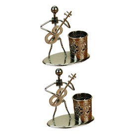 Operitacx Metal Music Player Pen Holder Creative Music Man Organiser for Desk Stylish Pencil Container with Great Gift Idea for Musicians and Music Lovers Pack of 2
