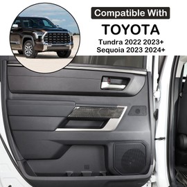 Aunginsy Car Inner Door Panel Strip Trim Sticker Compatible with Toyota Tundra/Sequoia 2022 2023 Car Front Rear Door Handle Panel Protection Cover Decorative Sticker Molding Accessories(without Hole)