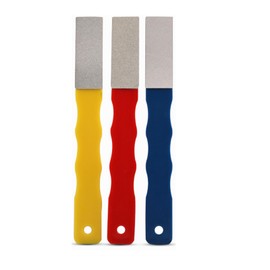 Supkeyer 3Pcs Diamond Sharpening Hones Sets, Color Coded Diamond Sharpening Stone Kit, 3Grits #220,400,600 Flat Hand File Knife Sharpener for Hunting, Outdoor