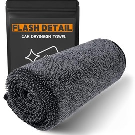 Flash Detail Towel, Black Extra Large 28"X36"Professional Microfiber Car Drying Towel,No Scratch Ultra Absorbent Drying Cloth,for Automotive Detailing Cleaning Accessories Interior and Exterior Wash