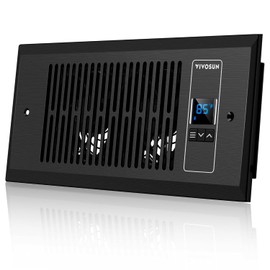 VIVOSUN Quiet Register Booster Fan, Smart Register Vent with Thermostat Control, Fits 4”×10” Register Holes, Heating Cooling AC Vent Fan, Black