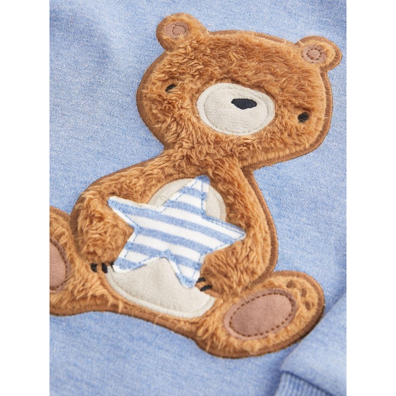 NEXT Pack of 3 Cuddly Pyjamas, Light Blue Bear