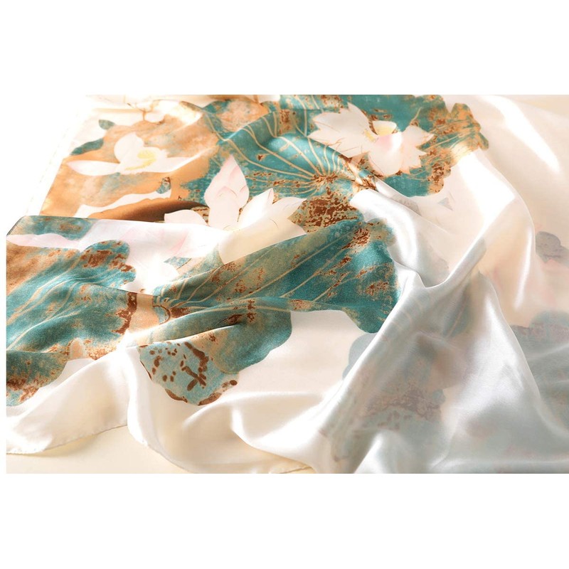WEIGEER Silk Scarf Women Chiffon Shawl Lotus Scarf White Neckerchief