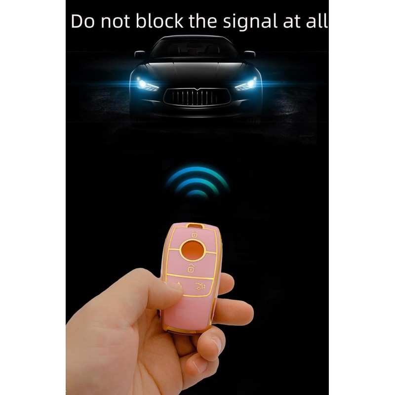 OVIOBOER Pink Soft TPU Key Fob Cover Case Protector for