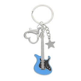 Solighter Guitar Gifts for Women Men Unique Punk Music Keychain Love Heart Star Key Chain Key Rings for Music Lovers (Blue)
