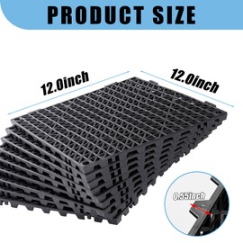 12” x 12” Drainage Interlocking Floor Tiles, 12 Pack Non-Slip Pool Deck Drain Mats for Flooring, Soft PVC Splicing Modular Cushion Mats, Rubber Floor Tiles with Holes for Shower Basement Garage Shed