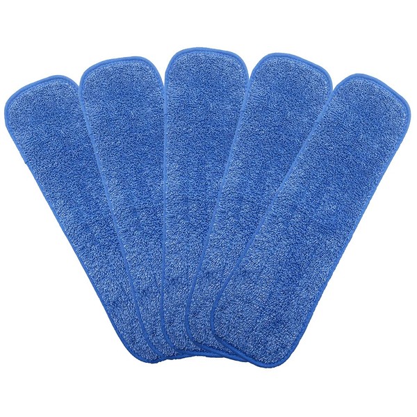 18 inch Microfiber Mop Pad for Wet Dry Mops Floor Cleaning Pads Reusable Compatible with Bona Floor Care System (5 Pack )