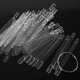 Nail Colour Display" Clear Nail Swatch Sticks, Salon Nail Display Tips, Nail Samples Sticks for Nail Art Design Nail Practice | Fan Shape, with Metal Ring, Pack of 50