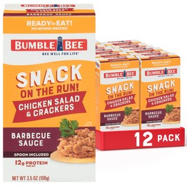 Bumble Bee Snack on the Run BBQ Chicken Salad with Crackers Kit, 3.5 oz (Pack of 12) - Ready to Eat, Spoon Included - Shelf Stable & Convenient Protein Snack