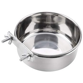 Yosoo Tazón de Acero Inoxidable para Colgar para el Accesorio de alimentación de Agua de Alimentos de Jaula de pájaros del comedero del Loro del pájaro (M: 12 * 5.5cm / 4.72 * 2.17in)