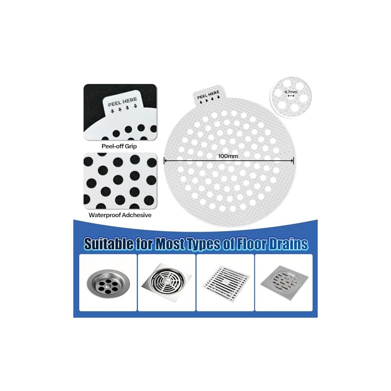 Disposable Shower Drain Hair Catcher 38 Pack, Peel and Stick