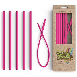 Silicone Straws - Slender Size BPA Free Non-Rubber Silicon Reusable Drinking Straws for Stainless Steel 20 oz Yeti Tumbler - Flexible, Chewy, Bendy & Safe for Kids/Toddlers