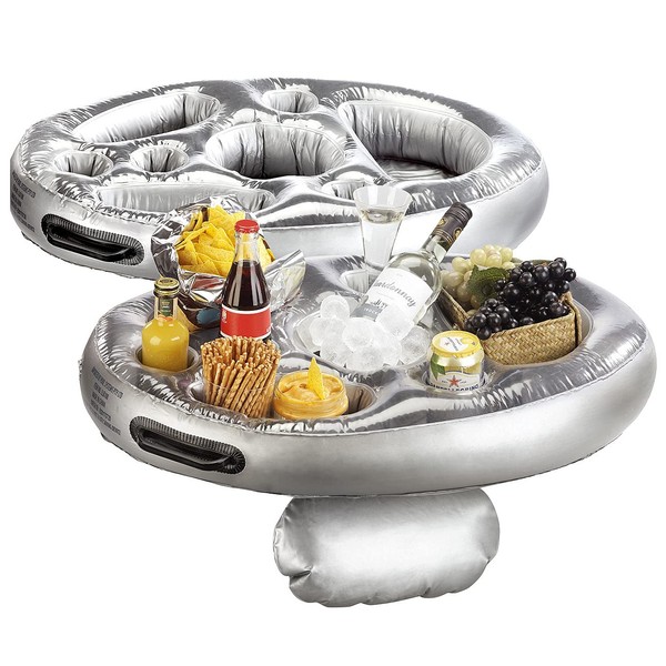 infactory Pool Bottle Holder: Set of 2 Floating 2-In-1 Drinks