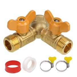 Mxfans Splitter Solid Brass Y-Shape 1/2BSP 2 Way Gas Pipe Connector Thread Joiner Connector