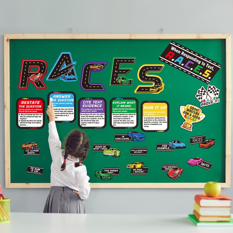 Cinrobiye 37 Pcs Races Writing Process Bulletin Board Decorations Set,Races