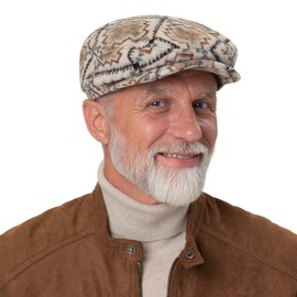 Stetson Navajo Driver Jersey Flat Cap - Multicoloured Hat - Four Piece Cut - Mottled Multicoloured with Cotton Lining - EU Manufacture - Men - Autumn/Winter, cream white, S