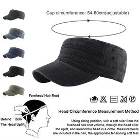 Yutdeng Cotton Flat Cap Men's Military Cap Classic Army Cap Unique Design Vintage Caps Black