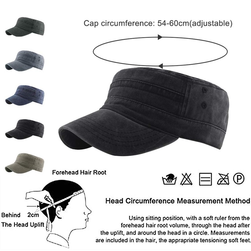 Yutdeng Cotton Flat Cap Men's Military Cap Classic Army Cap