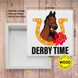 Horse Decor Wooden Box Sign, Funny Horse Decoration for Office Home Desk Kentucky Derby Decoration, Rider Horse Lover Gifts for Women Girls Men, Horse Mom Horse Dad Horse Owner Gifts, Derby Time