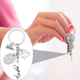 SIQYUWM 10Pcs Cheerleading Keychain Alloy Pom Girl Heart Cheer Loudspeaker Inspirational Gymnastics Sport Charm Keyrings for Cheerleader Cheer Team Coaches Gift