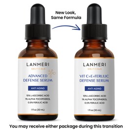 Lanmeri Ceuticals 15% Vitamin C + E + Ferulic Serum: Advanced Antioxidant Defense Formula with 1% Vitamin E & 0.5% Ferulic Acid – High-Stability Vitamin C Serum (1 fl oz)