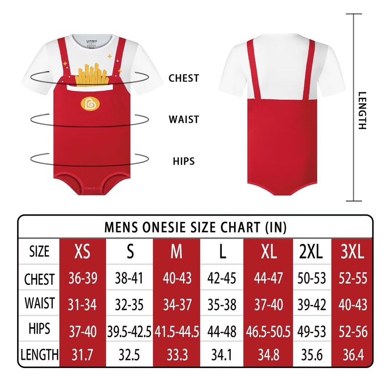 Landofgenie Bodysuit for Men One Piece Cotton Onesie with Buttons