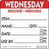Genware NEV-RIDU2203R Day Label, 50 mm, Wednesday Removable (Pack of 500)