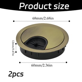 2 Pcs Grommets, Metal Bronze Desks Cable Grommet, Round Desk Cable Hole, Hole Cover, Durable Desks Grommets 60mm, Cables Hole Cover Organizer for Study or Office Desk