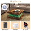 Square Coffee Table with LED Wood Low Coffee Table for