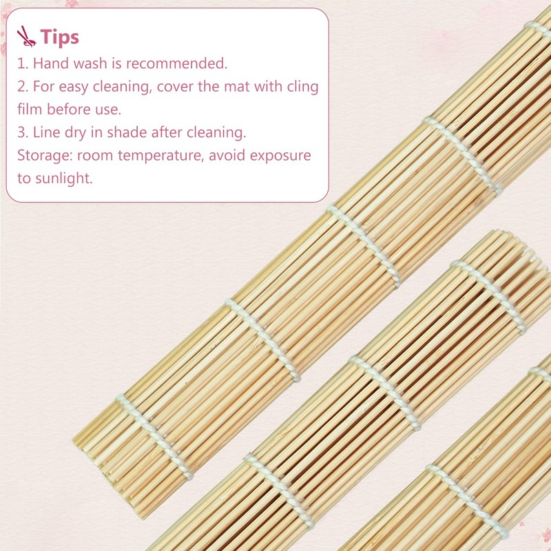 ZFYQ Bamboo Mat for Sushi 3 Pieces, Natural Bamboo Roll