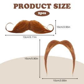 2 Stück Schnurrbart Zum Ankleben Schnauzer，Vollbaet Lustiger，Fake Bart SchnurrbäRte，Fake Schnurrbart Selbstklebend，BäRte Zum Ankleben，Klebebart，Falscher Bart KostüM，Augenbrauen Zum Ankleben(Braun)