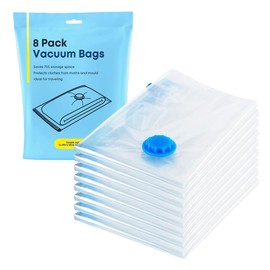 FiNeWaY Reusable 8 Vacuum Storage Bags Space Saving Clothes Bedding 70 X 50cm - Premium Quality Ideal for Travel Wardrobe Suitcase - Keeps Items Free From Dust, Mould, Bugs & Dampness